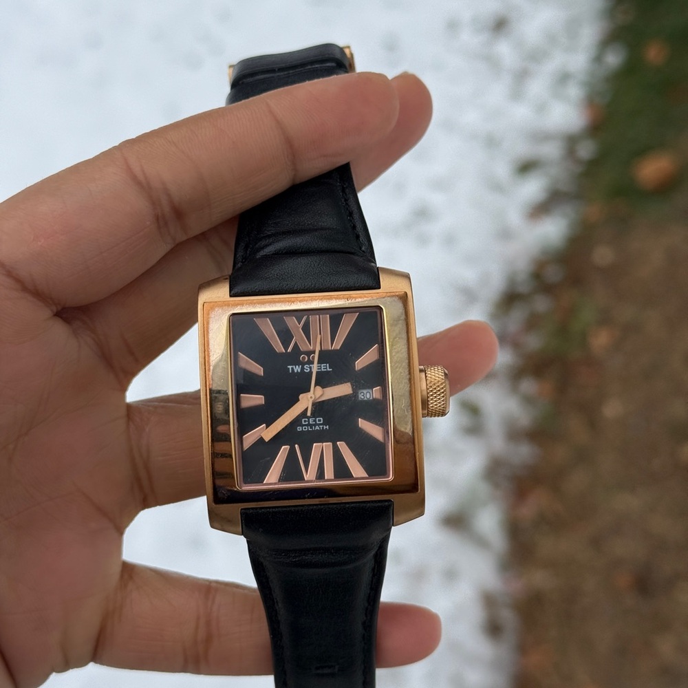 TW Steel CEO Gold Tone black leather strap  Men's Watch